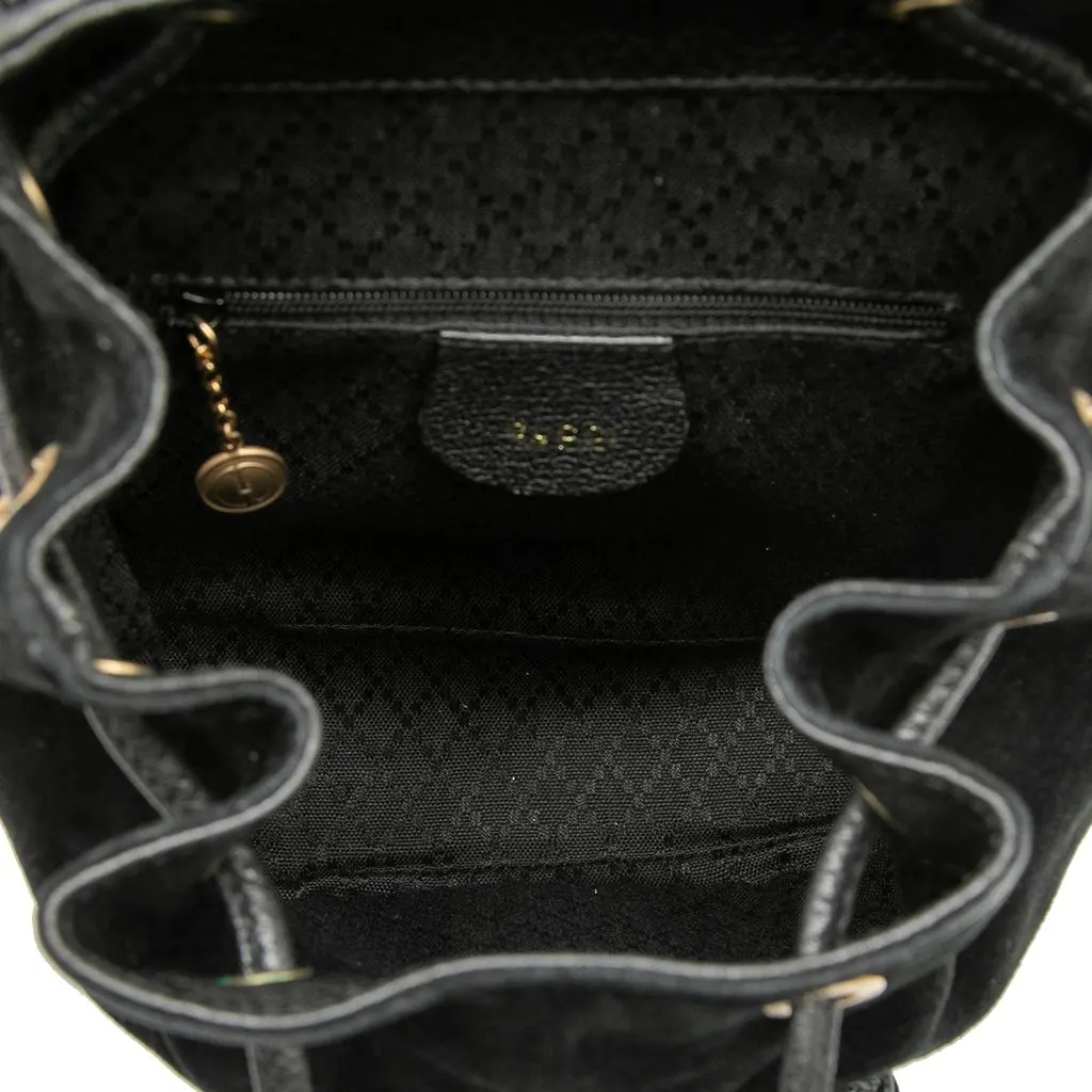 Gucci Suede Bamboo Backpack Black Leather Very good - Model View
