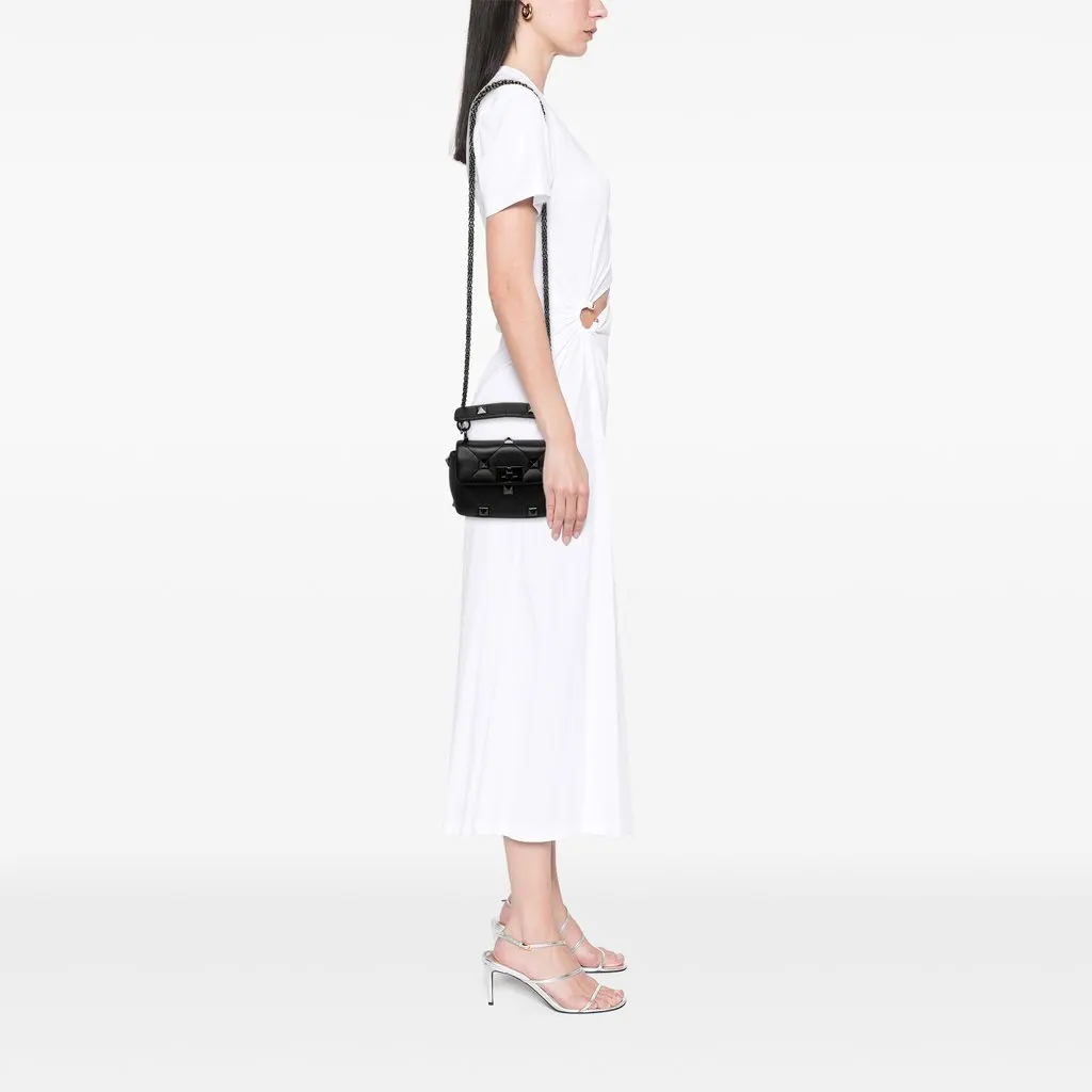 Valentino Small Nappa Monochrome Roman Stud Satchel Black Leather Very good - Box View