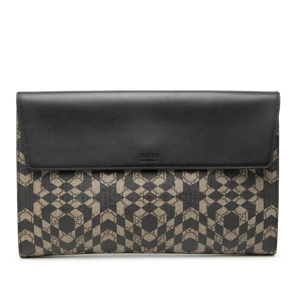 Gucci GG Supreme Caleido Clutch Beige Very good - Front View