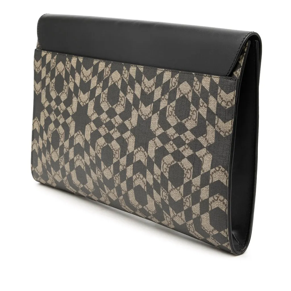 Gucci GG Supreme Caleido Clutch Beige Very good - Back View