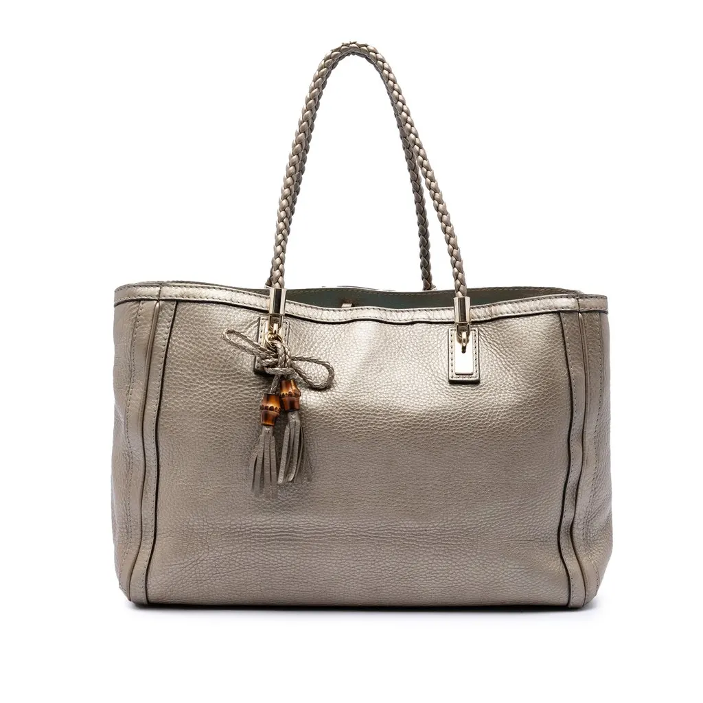 Gucci Metallic Grained Leather Bella Tote Gold Leather Very good - Front View