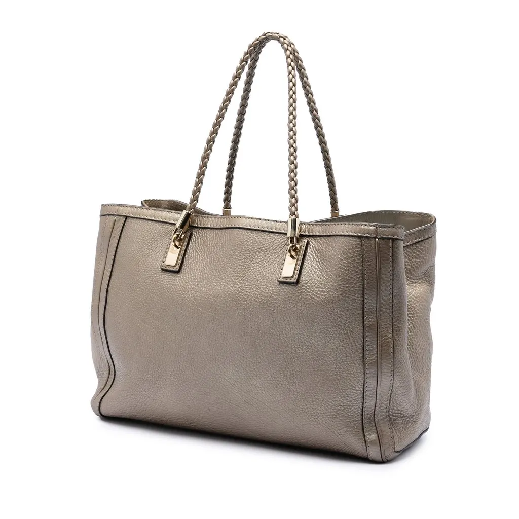 Gucci Metallic Grained Leather Bella Tote Gold Leather Very good - Back View