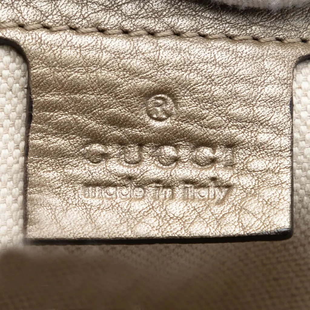 Gucci Metallic Grained Leather Bella Tote Gold Leather Very good - Box View