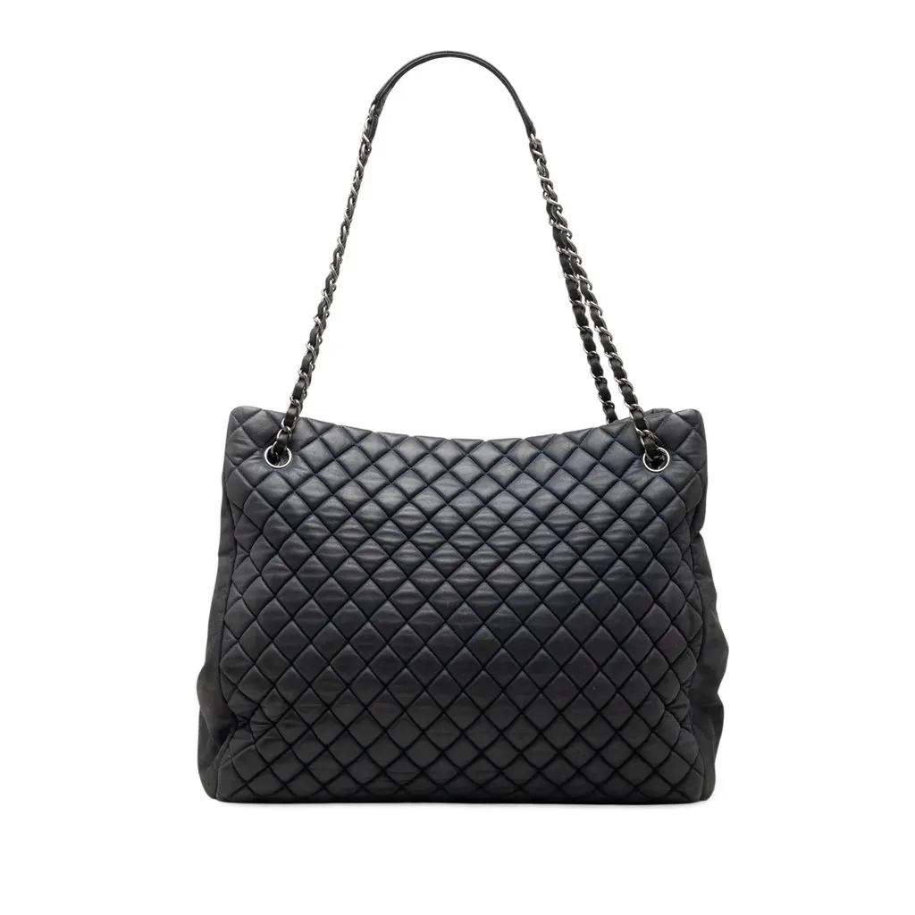 Chanel Large Quilted Calfskin New Bubble Tote Blue Leather Very good - Front View