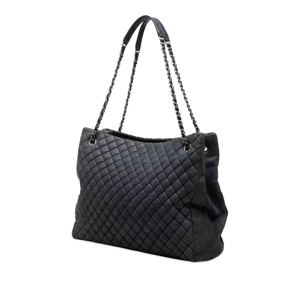 Chanel Large Quilted Calfskin New Bubble Tote Blue Leather Very good - Back View