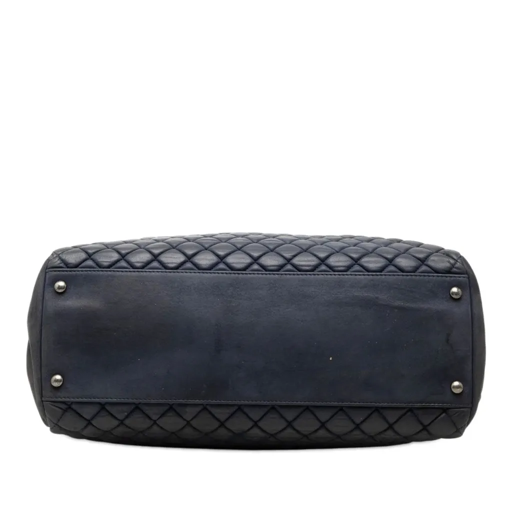 Chanel Large Quilted Calfskin New Bubble Tote Blue Leather Very good - Inside View