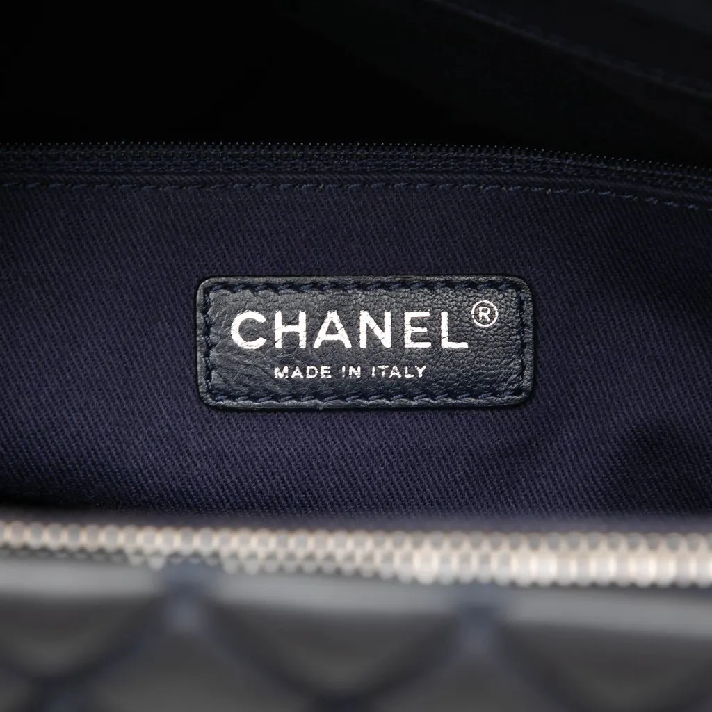 Chanel Large Quilted Calfskin New Bubble Tote Blue Leather Very good - Box View