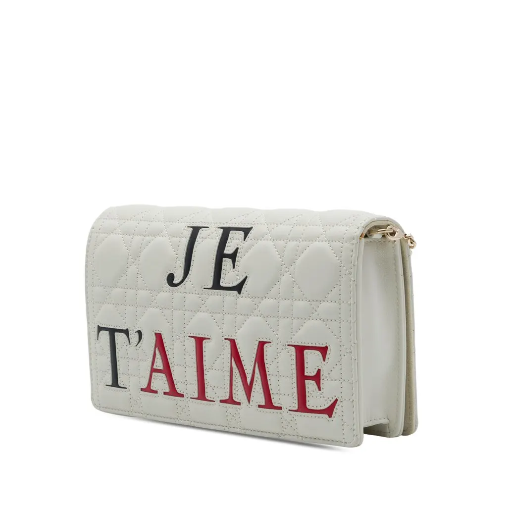 Dior DiorAmour Chinese Valentines Lambskin Cannage Lady Dior Clutch on Chain White Leather Very good - Back View
