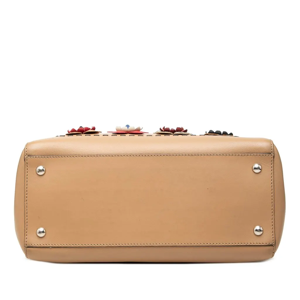 Fendi Medium Leather Flowerland Dotcom Satchel Brown Leather Good - Inside View