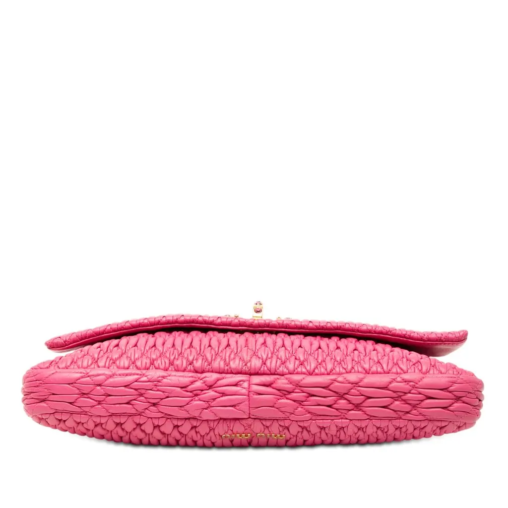 Miu Miu Matelasse Nappa Crystal Chain Satchel Pink Leather Very good - Inside View