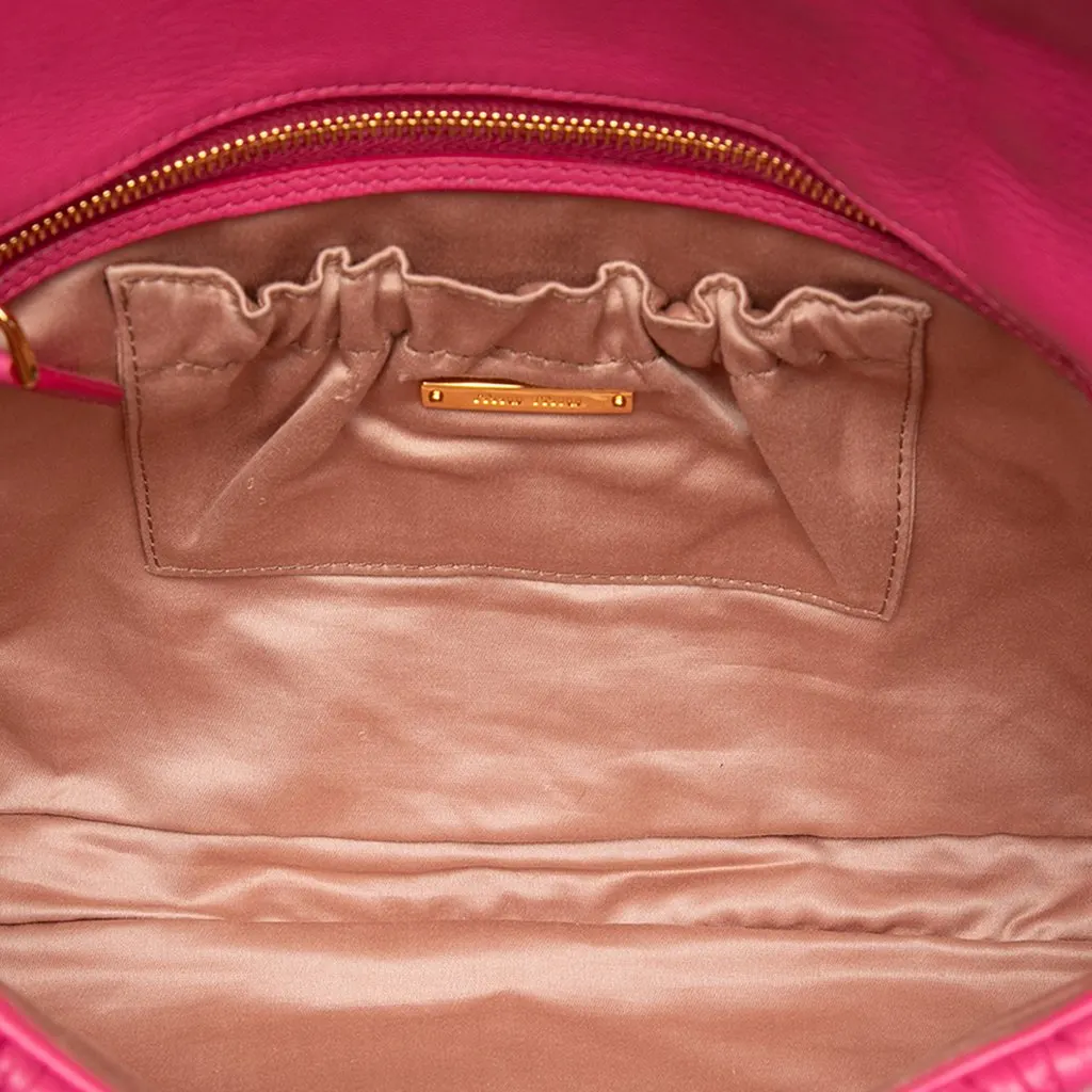 Miu Miu Matelasse Nappa Crystal Chain Satchel Pink Leather Very good - Model View
