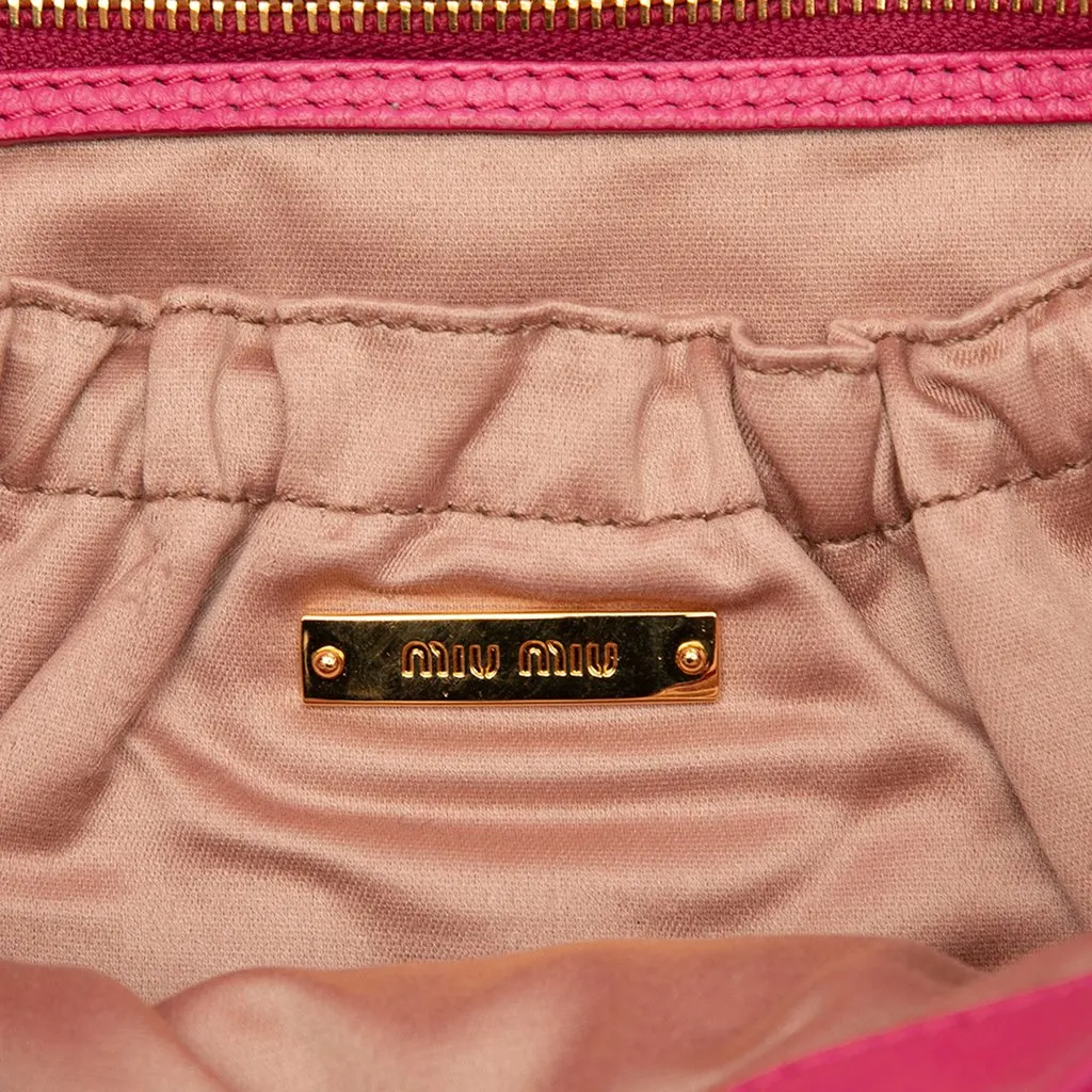 Miu Miu Matelasse Nappa Crystal Chain Satchel Pink Leather Very good - Box View