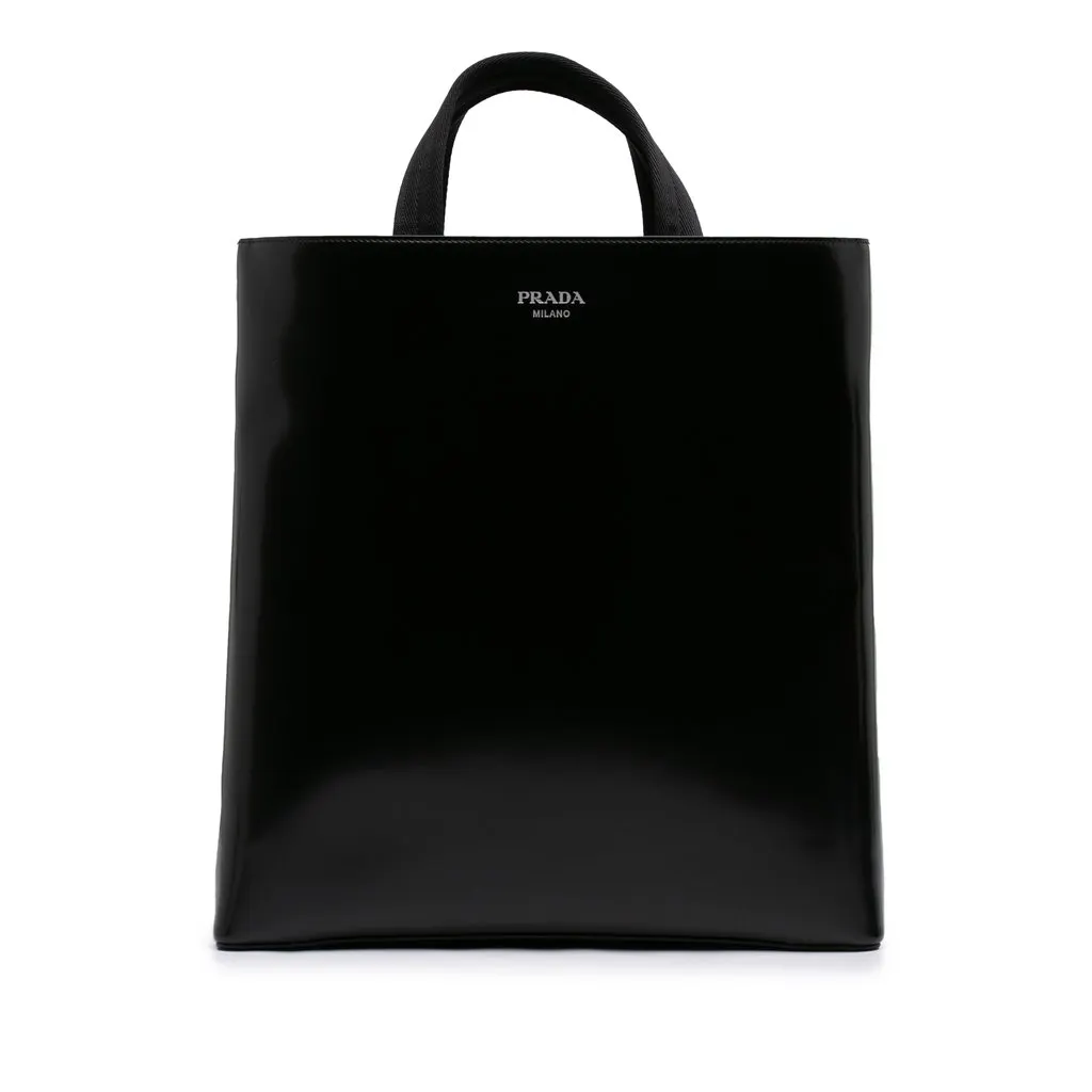 Prada Spazzolato Leather Tote Black Leather Very good - Front View