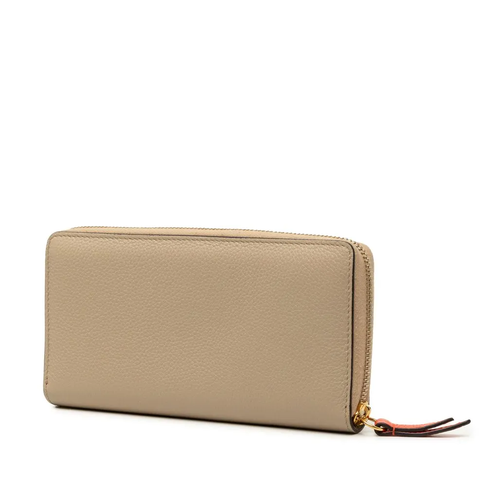 Gucci GG Marmont Calfskin Zip Around Wallet Beige Leather Very good - Back View