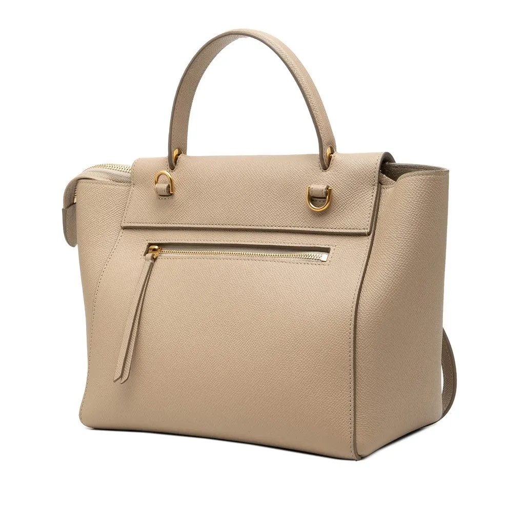 Celine Micro Grained Calfskin Belt Bag Beige Leather Very good - Back View