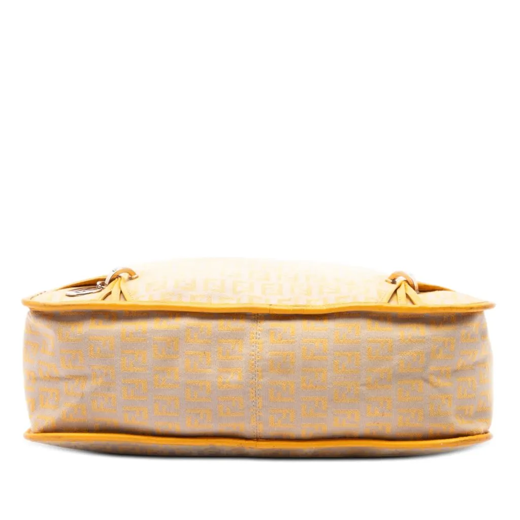 Fendi Zucchino Canvas F Charm Crossbody Beige Very good - Inside View