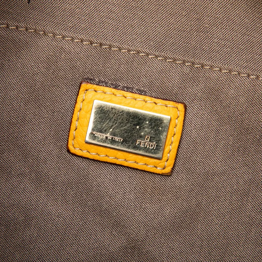 Fendi Zucchino Canvas F Charm Crossbody Beige Very good - Box View