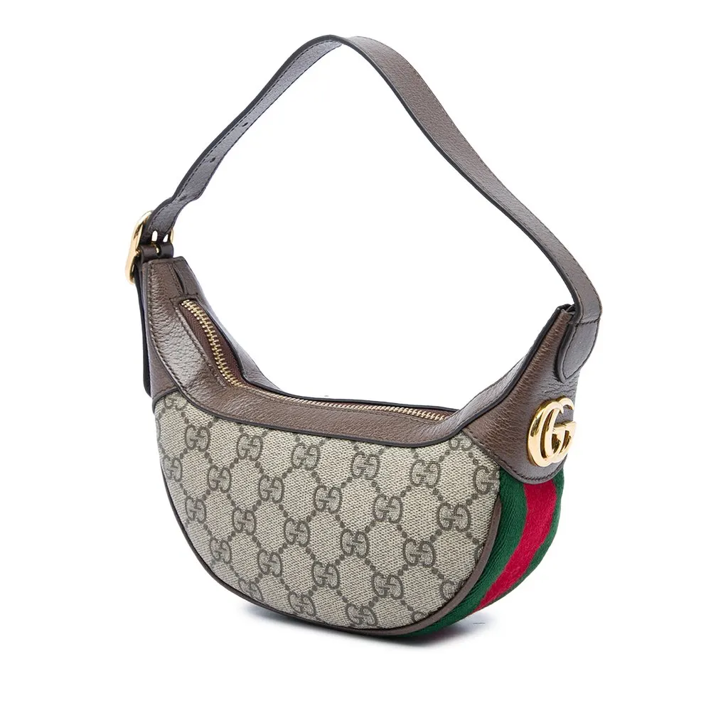 Gucci Mini GG Supreme Web Ophidia Shoulder Bag Beige Canvas Very good - Back View