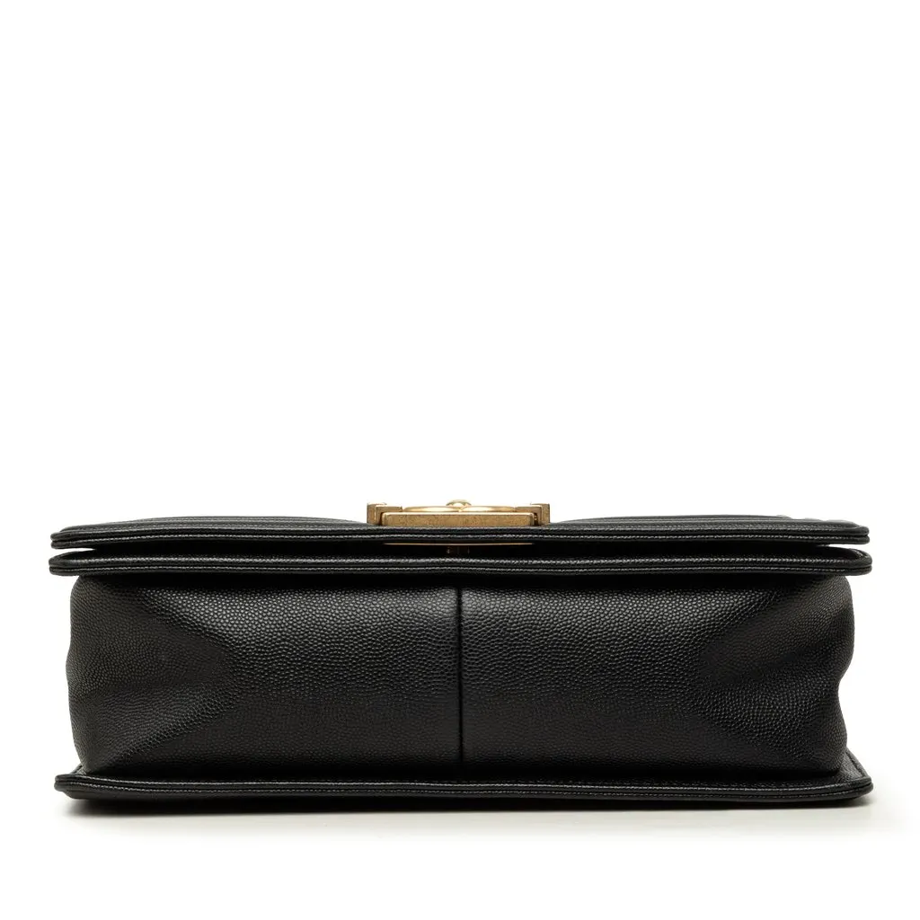 Chanel Old Medium Quilted Caviar Boy Flap Black Leather Very good - Inside View