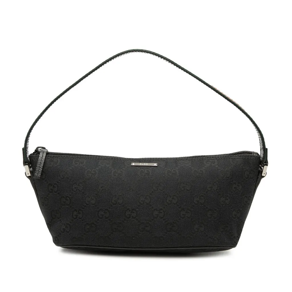 Gucci GG Canvas Web Boat Black Very good - Front View