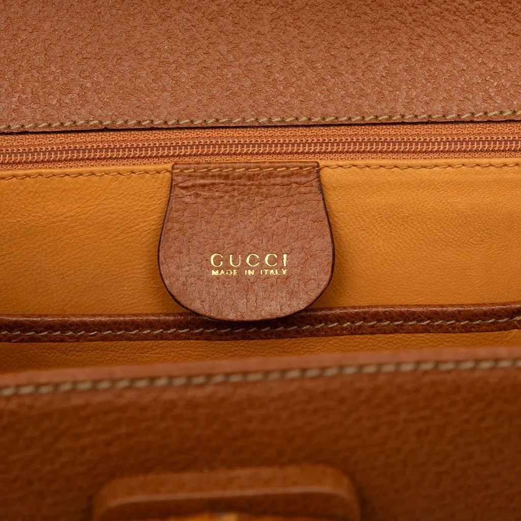 Gucci Small Grained Calfskin Bamboo Night Brown Leather Good - Box View