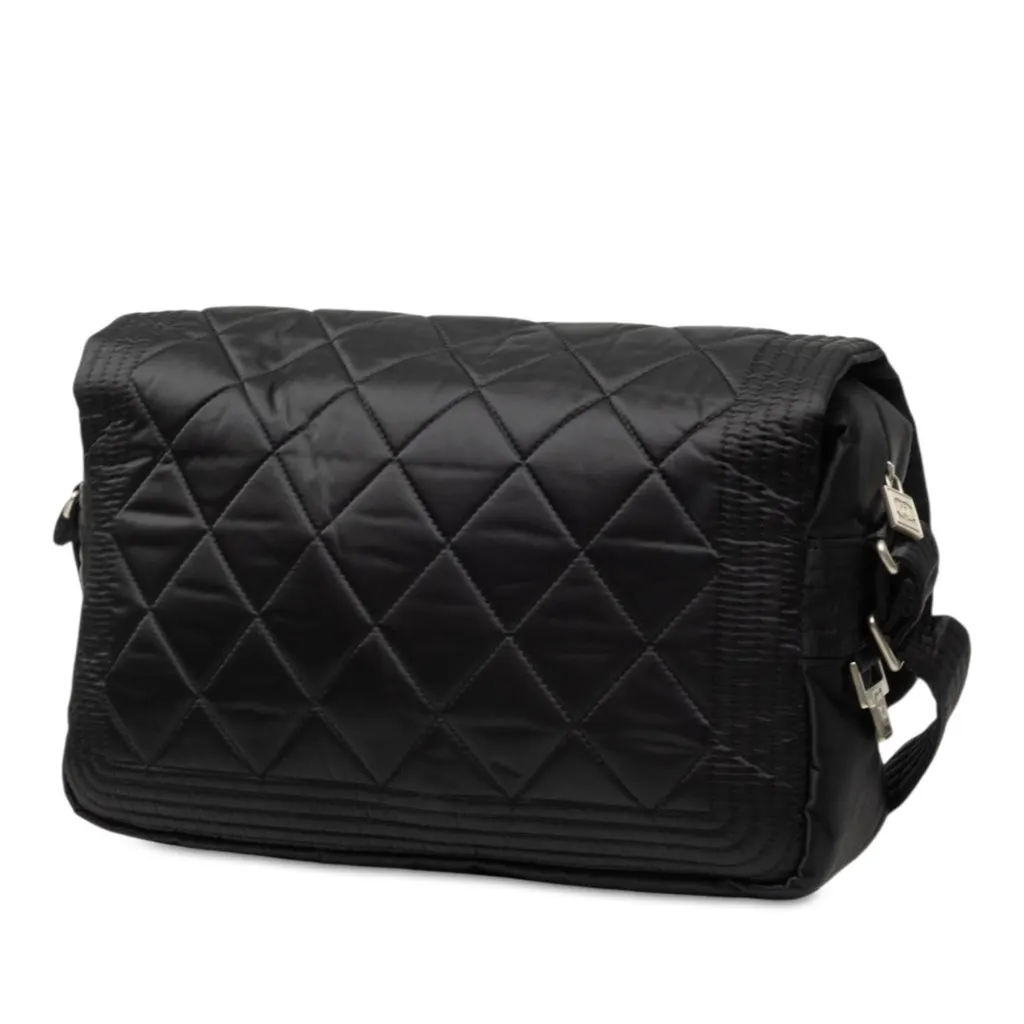Chanel CC Quilted Nylon Sports Line Messenger Bag Black Very good - Back View