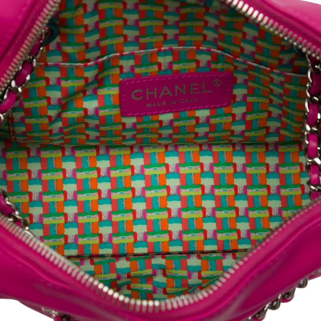 Chanel Small CC Quilted Rubberized Lambskin Coco Rain Camera Bag Pink Leather Very good - Model View
