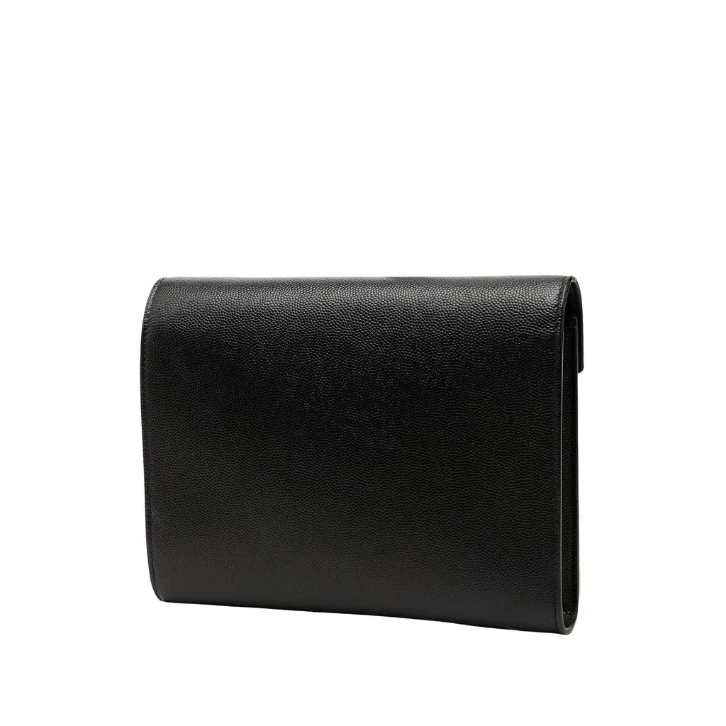 Saint Laurent Grain De Poudre Monogram Cassandra Chain Wallet Black Leather Very good - Back View