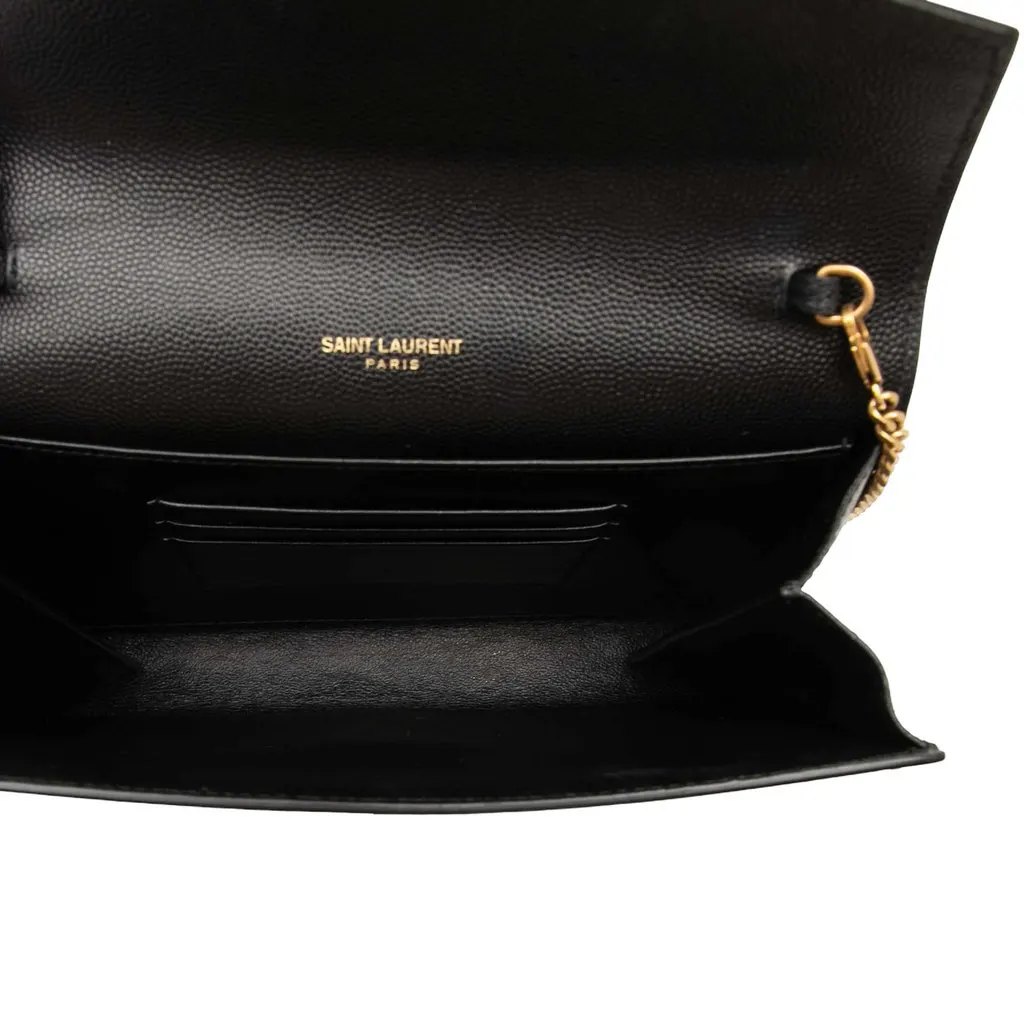 Saint Laurent Grain De Poudre Monogram Cassandra Chain Wallet Black Leather Very good - Model View