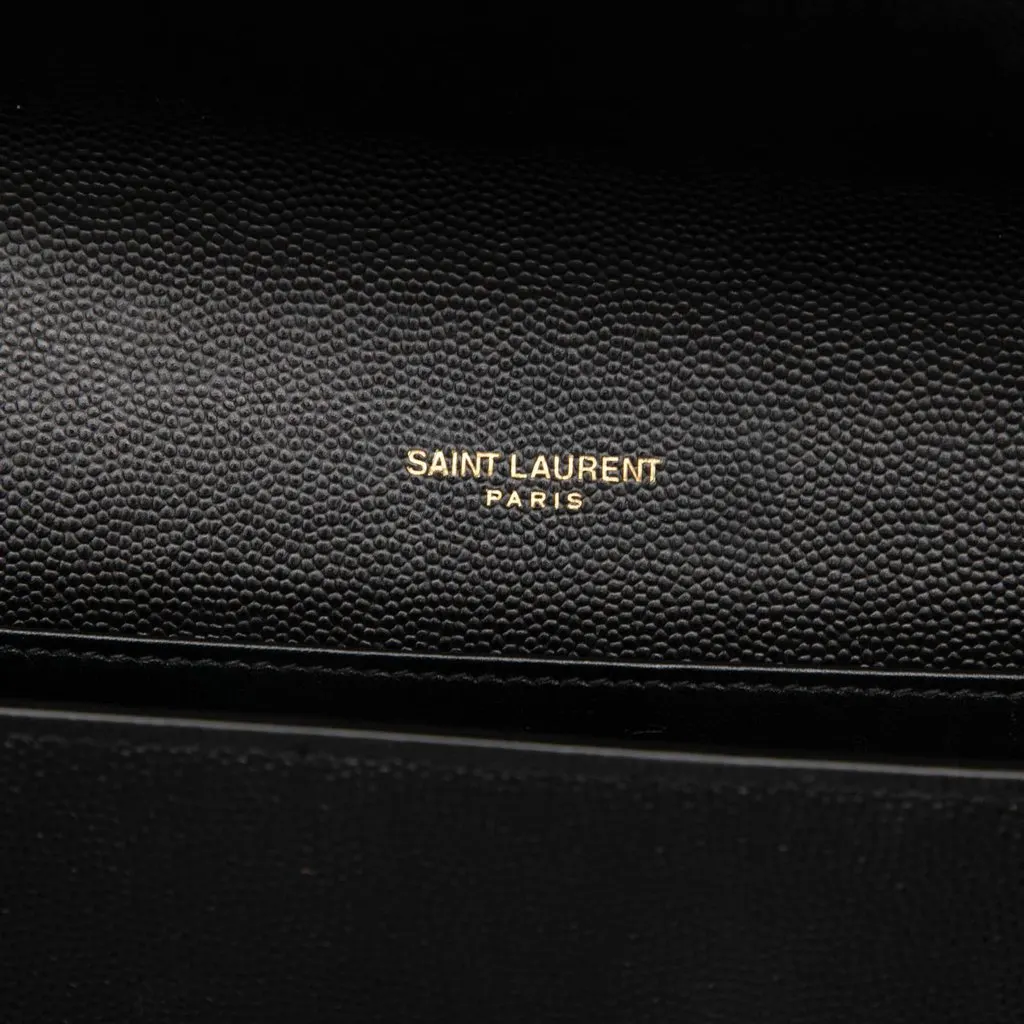 Saint Laurent Grain De Poudre Monogram Cassandra Chain Wallet Black Leather Very good - Box View