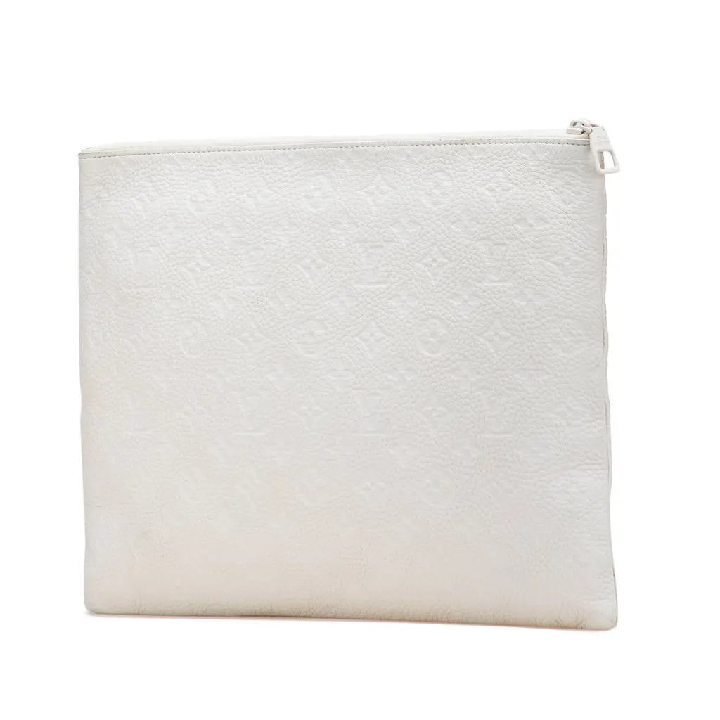 Louis Vuitton Monogram Taurillon A4 Pouch White Leather Very good - Back View