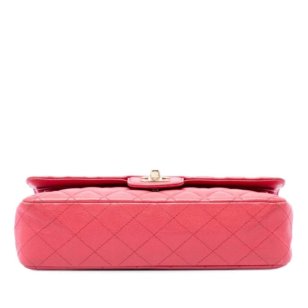 Chanel Medium Classic Caviar Double Flap Pink Leather Very good - Inside View