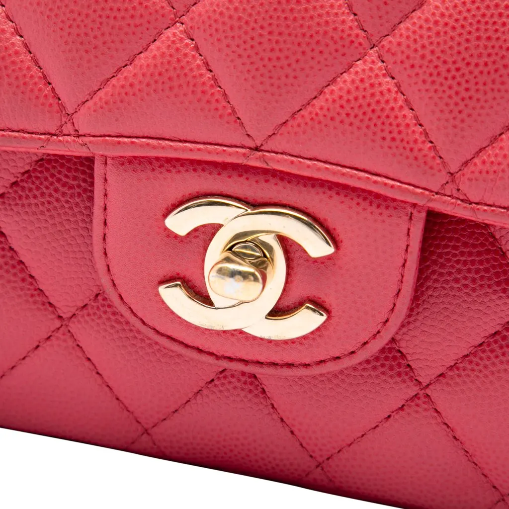 Chanel Medium Classic Caviar Double Flap Pink Leather Very good - Box View