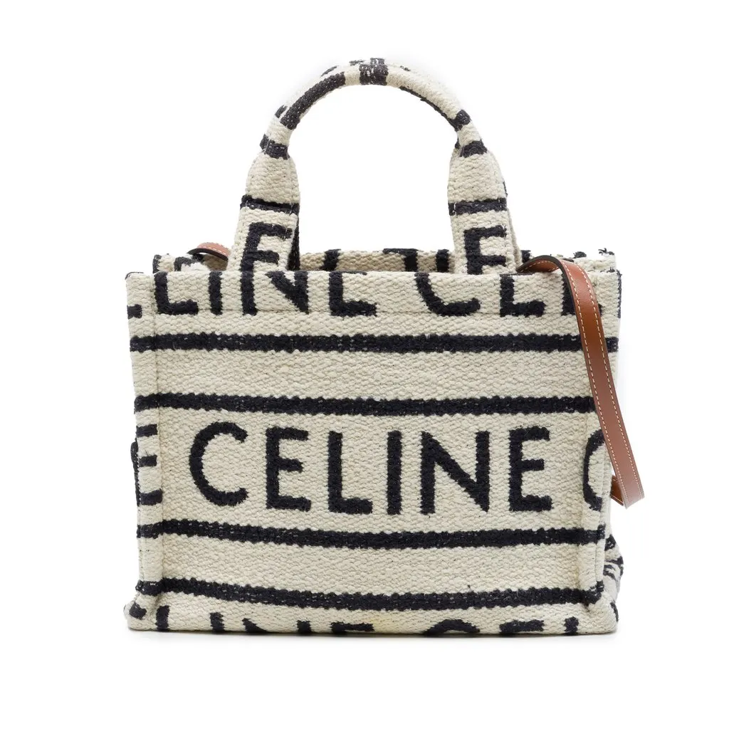 Celine Small Canvas Cabas Thais Satchel Beige Very good - Front View