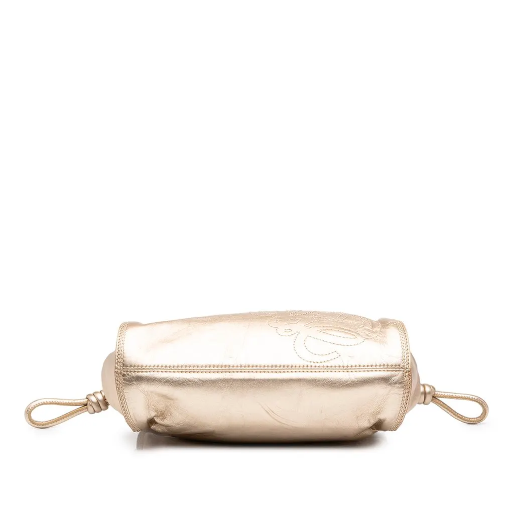 Loewe Metallic Nappa Anagram Knot Handbag Gold Leather Good - Inside View