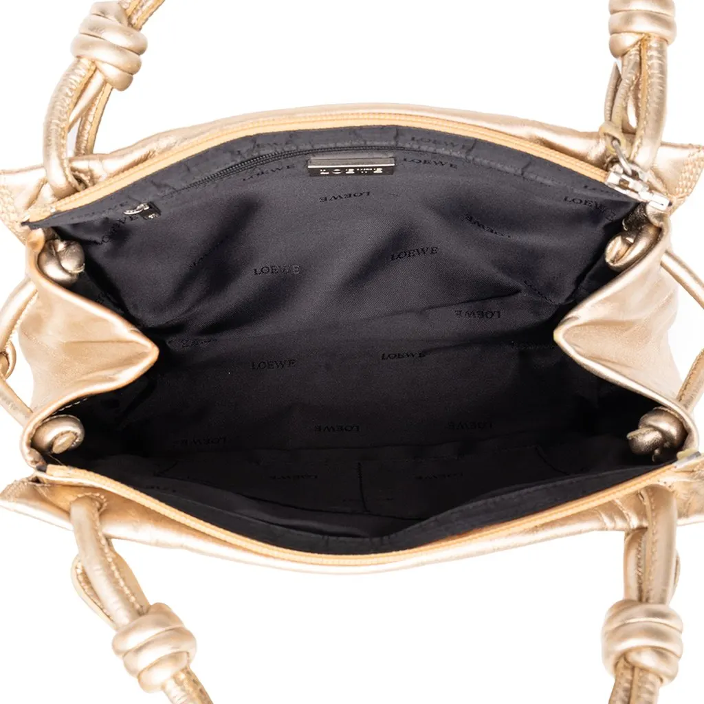 Loewe Metallic Nappa Anagram Knot Handbag Gold Leather Good - Model View