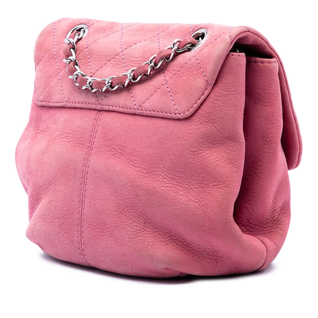 Chanel Mini Quilted Nubuck Trianon Messenger Flap Pink Leather Very good - Back View