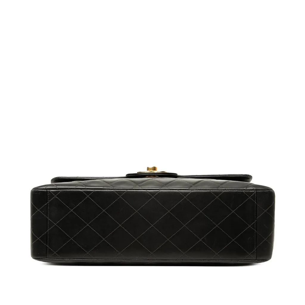 Chanel Maxi XL Classic Lambskin Single Flap Black Leather Good - Inside View