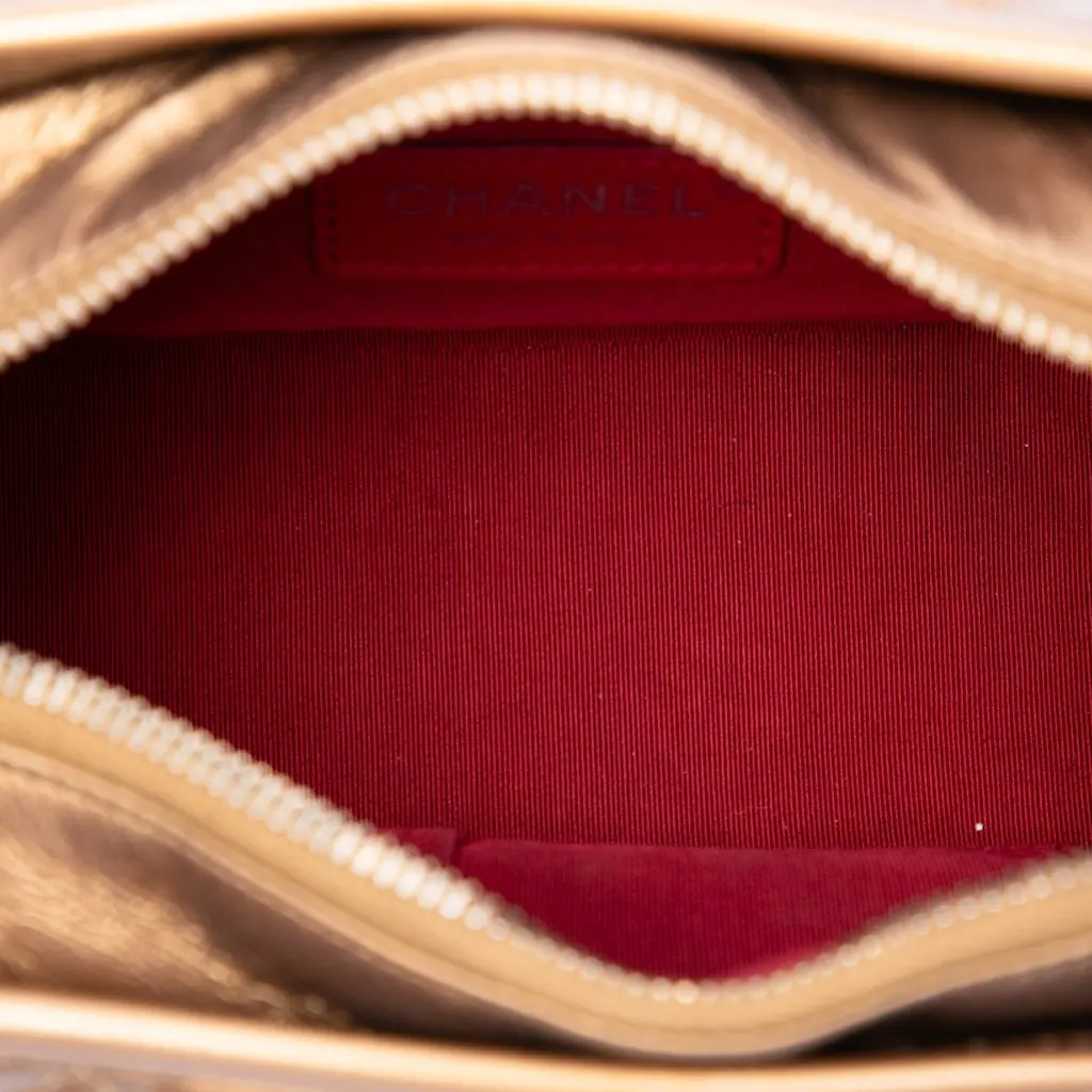 Chanel Small Quilted Metallic Aged Calfskin Gabrielle Hobo Brown Leather Very good - Model View