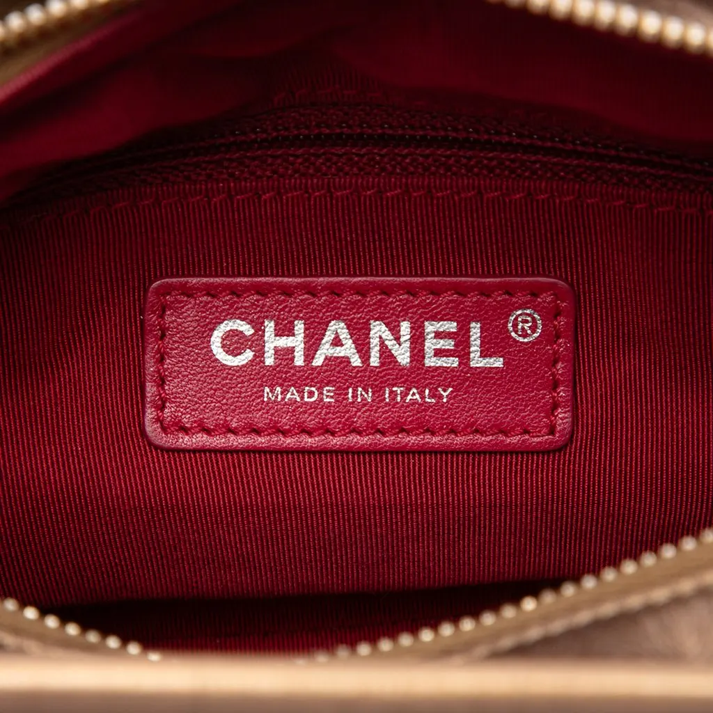 Chanel Small Quilted Metallic Aged Calfskin Gabrielle Hobo Brown Leather Very good - Box View