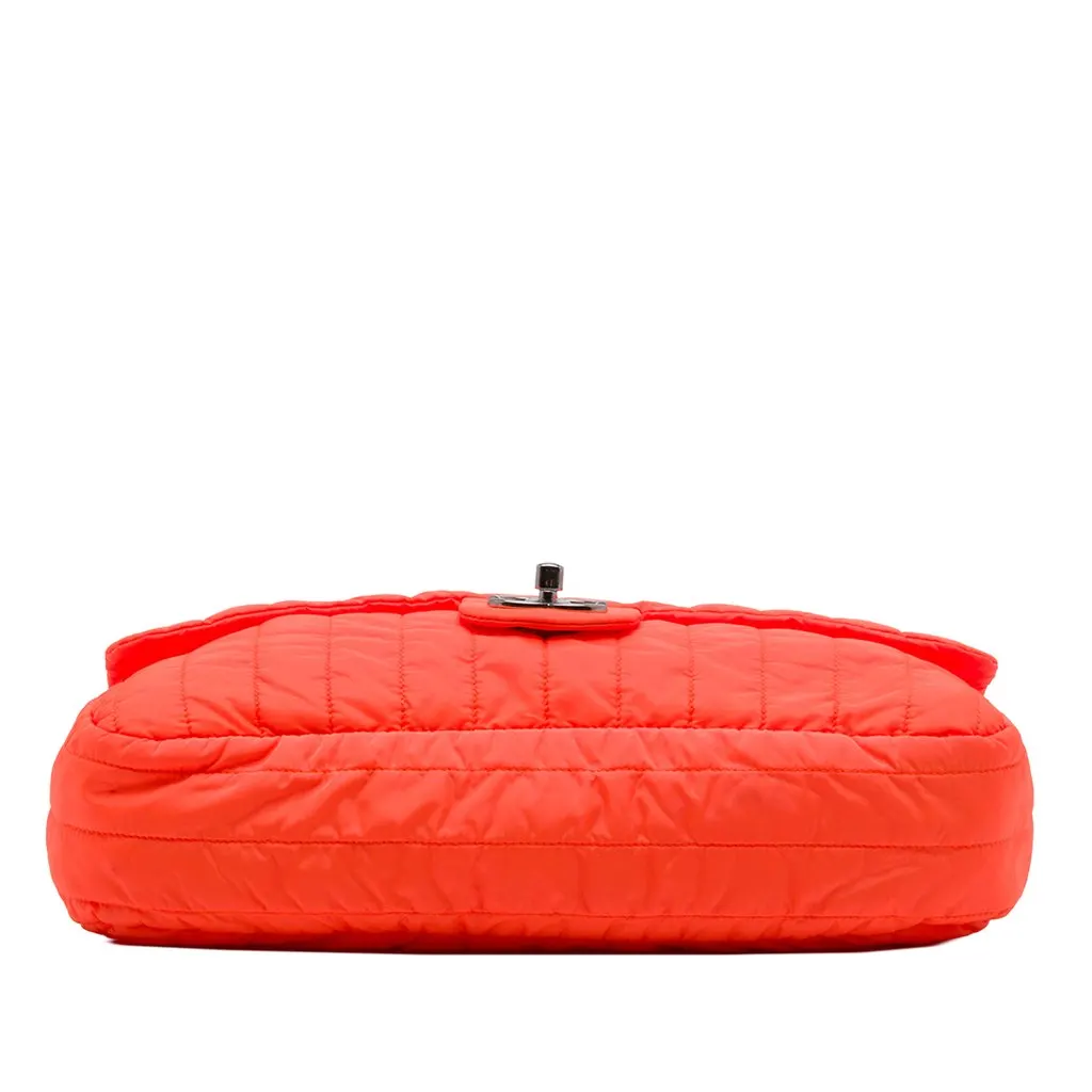 Chanel Jumbo Quilted Nylon Soft Shell Flap Orange Polyamide Good - Inside View
