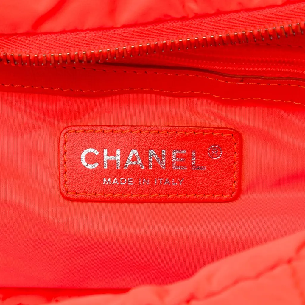 Chanel Jumbo Quilted Nylon Soft Shell Flap Orange Polyamide Good - Box View