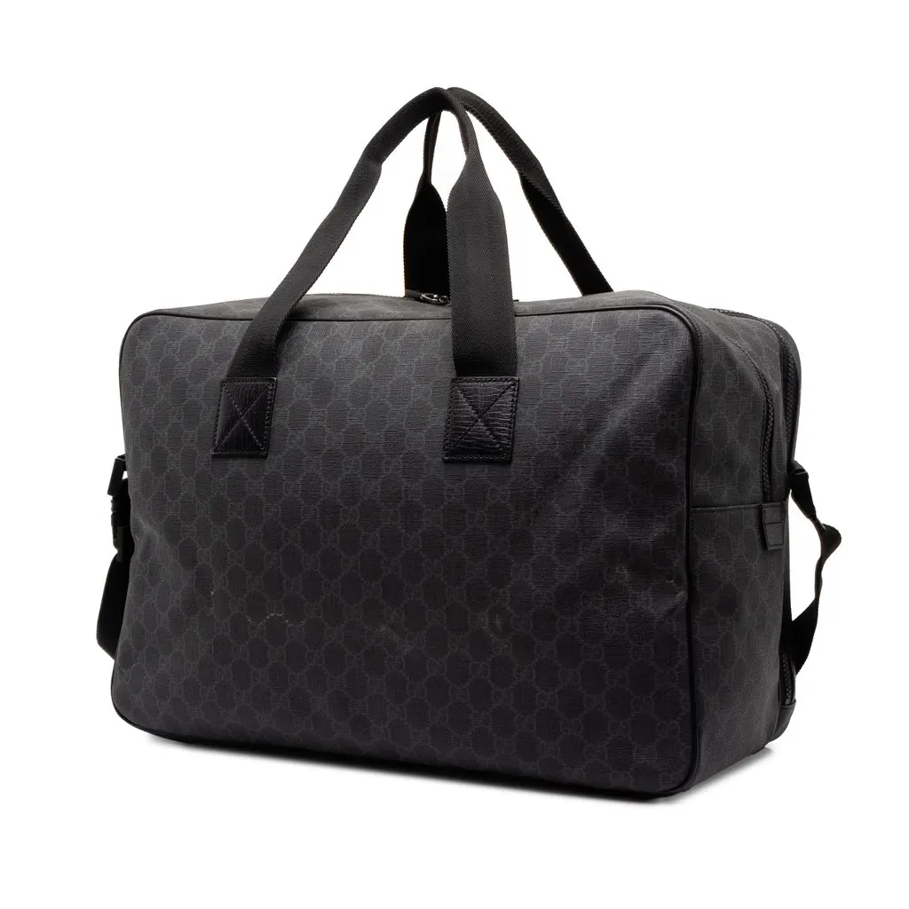 Gucci GG Supreme Travel Bag Black Canvas Good - Back View