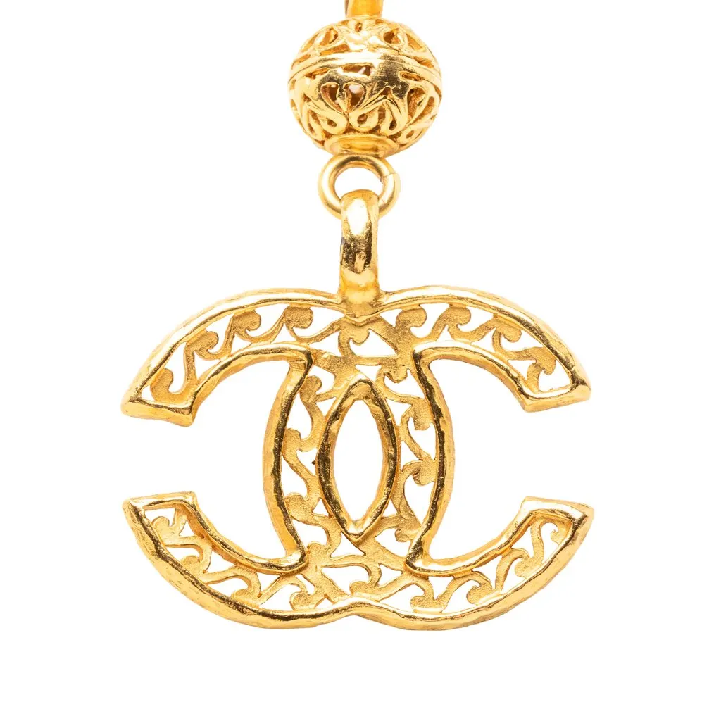 Chanel Gold Plated CC Filigree Ball Pendant Necklace Gold Metal Very good - Inside View