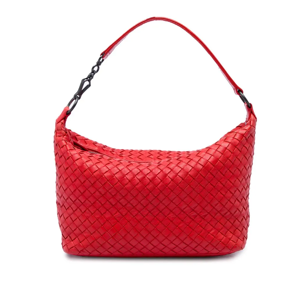 Bottega Veneta Nappa Intrecciato Shoulder Bag Red Leather Very good - Front View