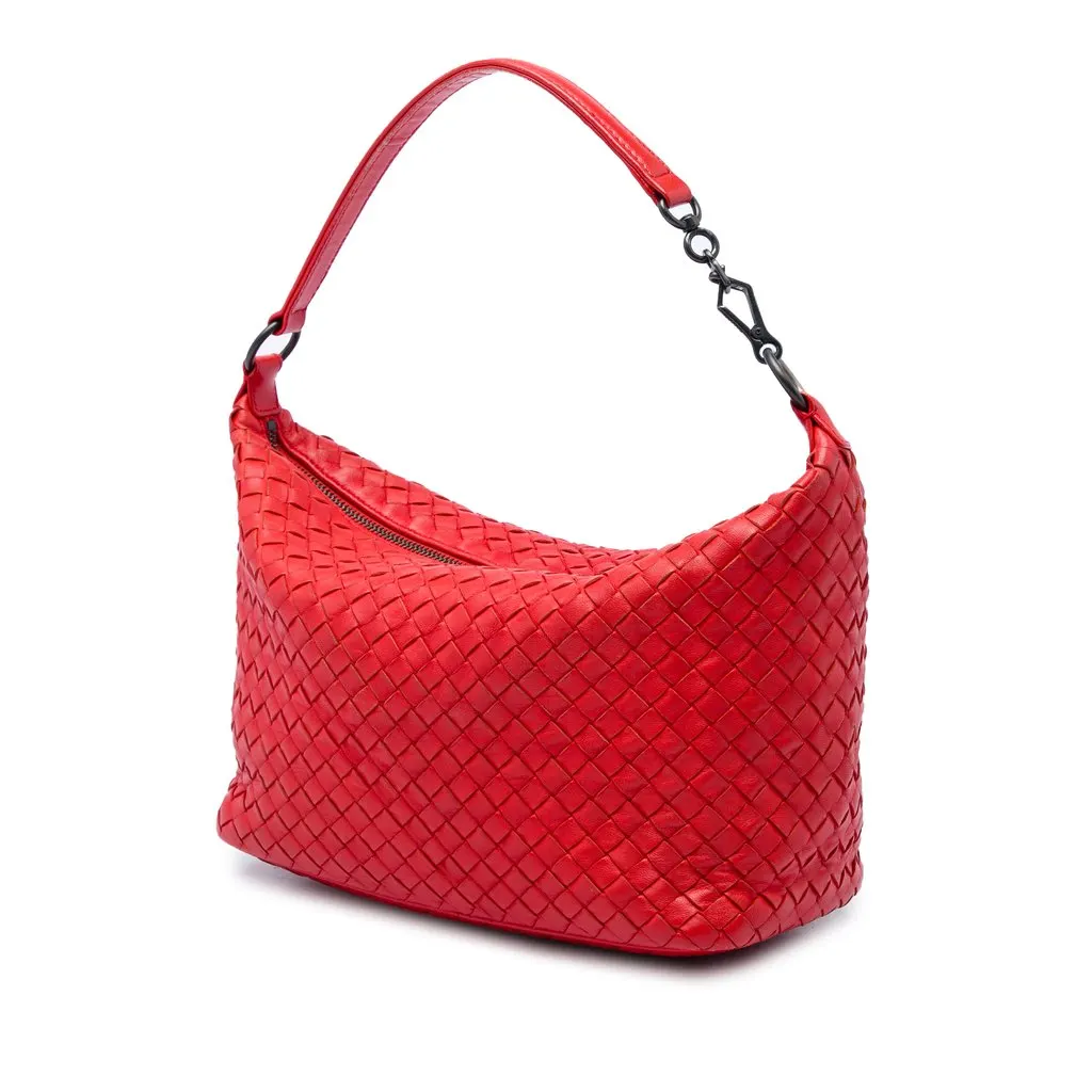 Bottega Veneta Nappa Intrecciato Shoulder Bag Red Leather Very good - Back View