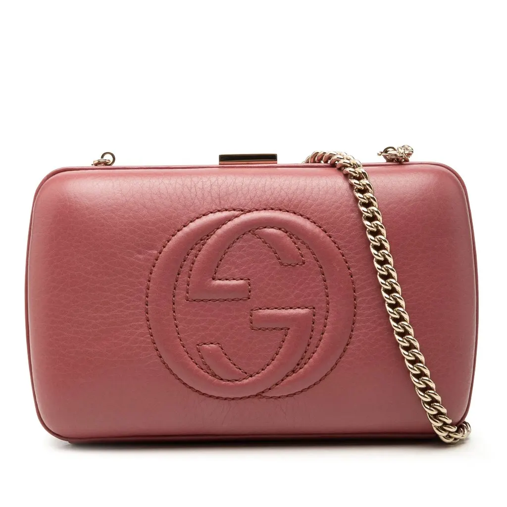 Gucci Calfskin Soho Clutch on Chain Pink Leather Very good - Front View
