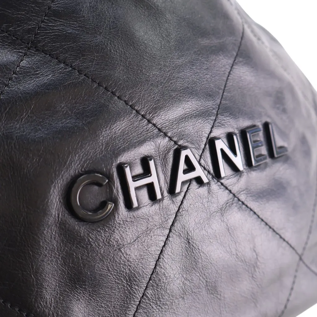 Chanel Large Quilted Shiny Calfskin 22 Backpack Black Leather Very good - Box View