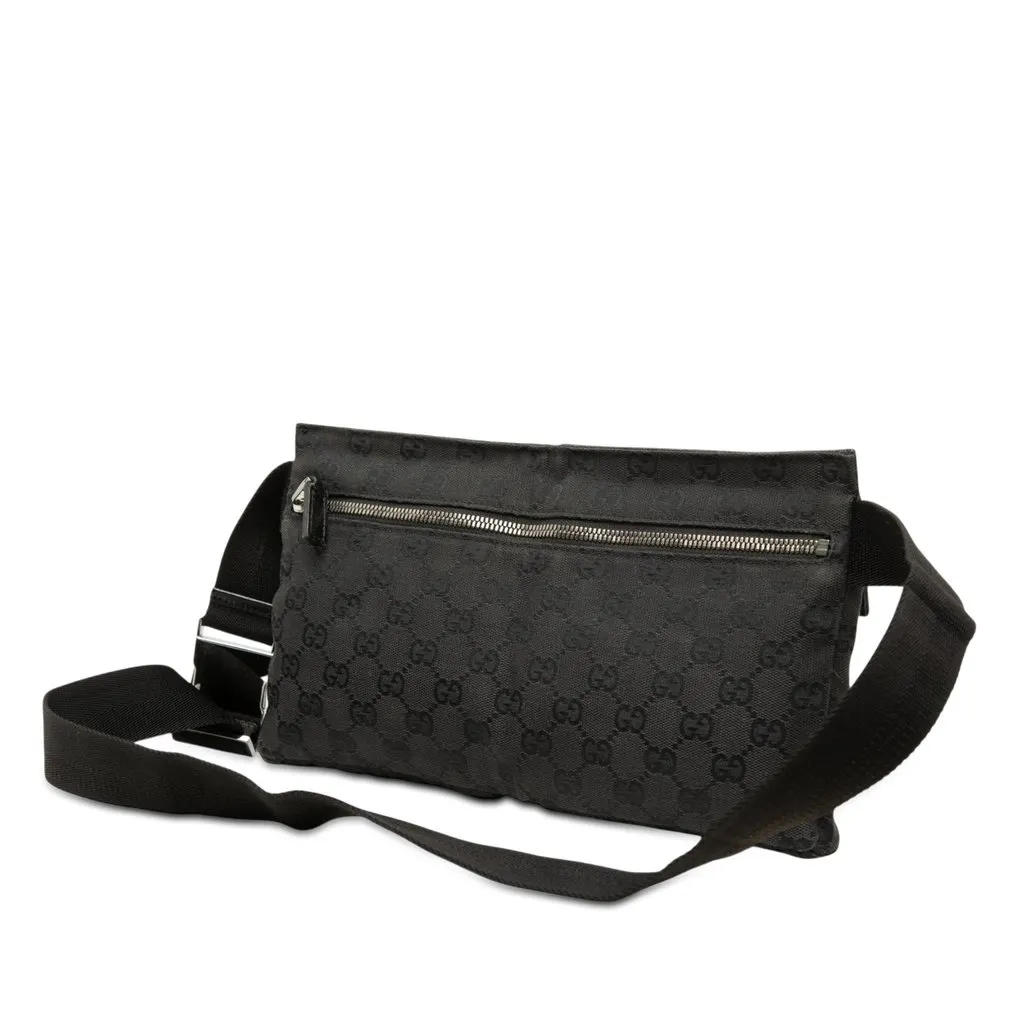 Gucci GG Canvas Double Pocket Belt Bag Black Very good - Back View