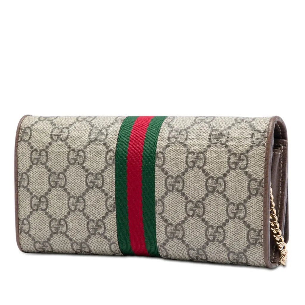 Gucci GG Supreme Web Ophidia Wallet on Chain Beige Very good - Back View